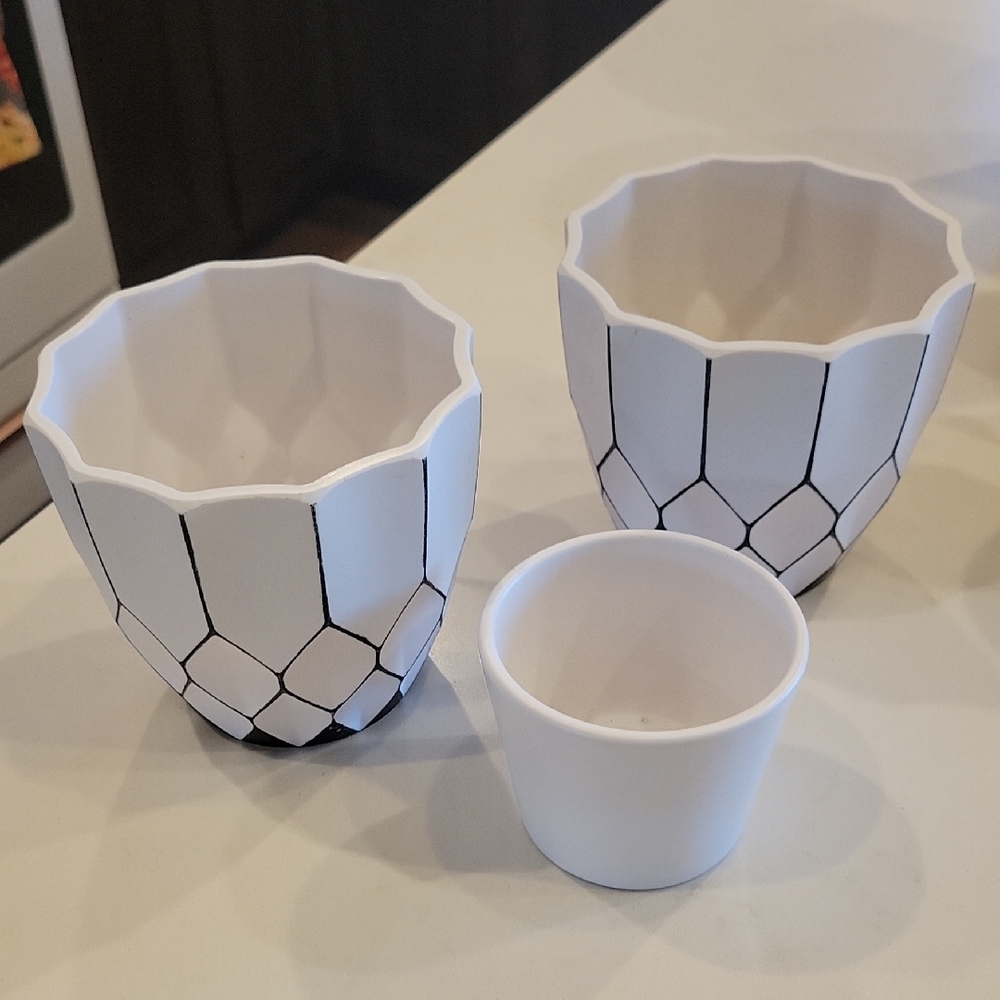 IKEA White and Black Ceramic Planter Trio